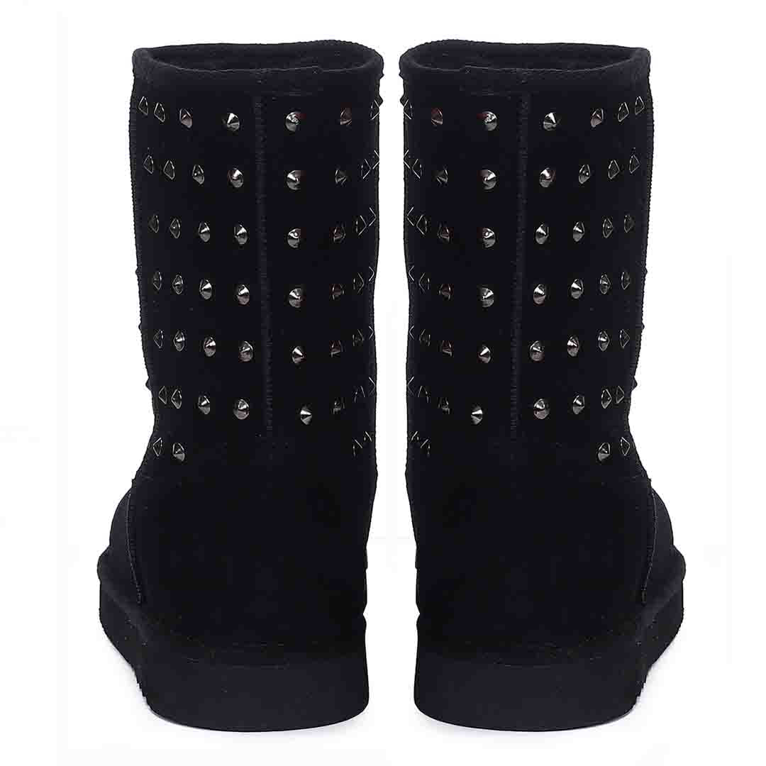 Saint Estrella Metal Studded Black Suede Snug Boots - Image 6