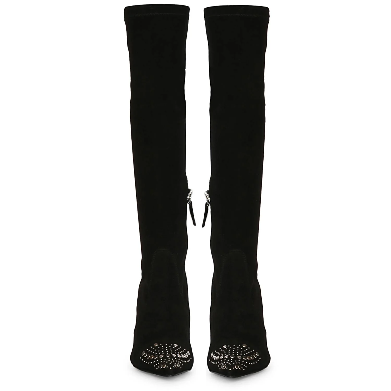 Saint Estrella Studded Stretch Suede Stiletto Long Boots - Image 5