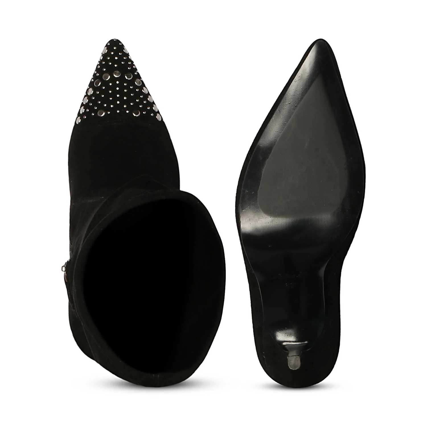 Saint Estrella Studded Stretch Suede Stiletto Long Boots - Image 6
