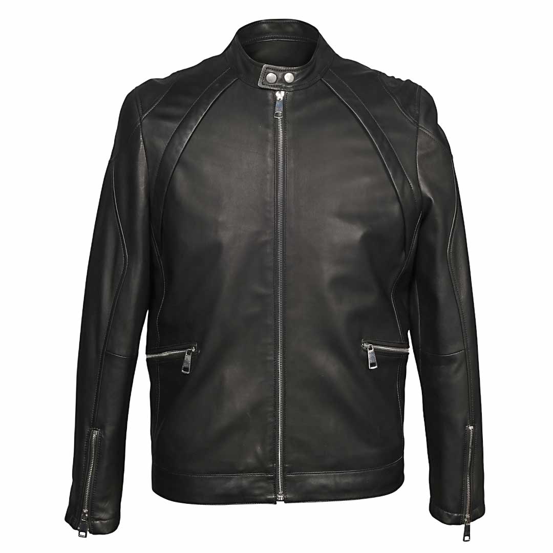 Saint Ethan Men Black Leather Cafe Racer Jackets - Image 2