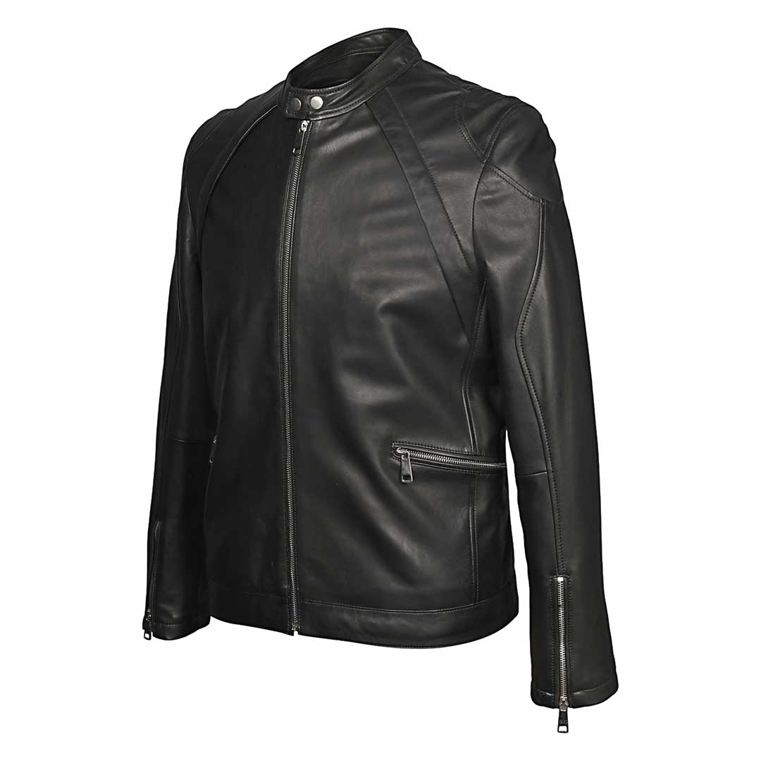 Saint Ethan Men Black Leather Cafe Racer Jackets - Image 3