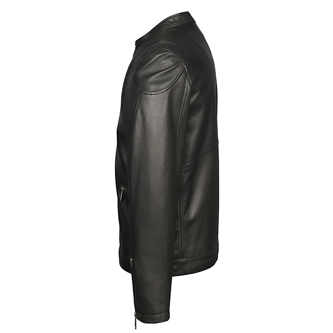 Saint Ethan Men Black Leather Cafe Racer Jackets - Image 4