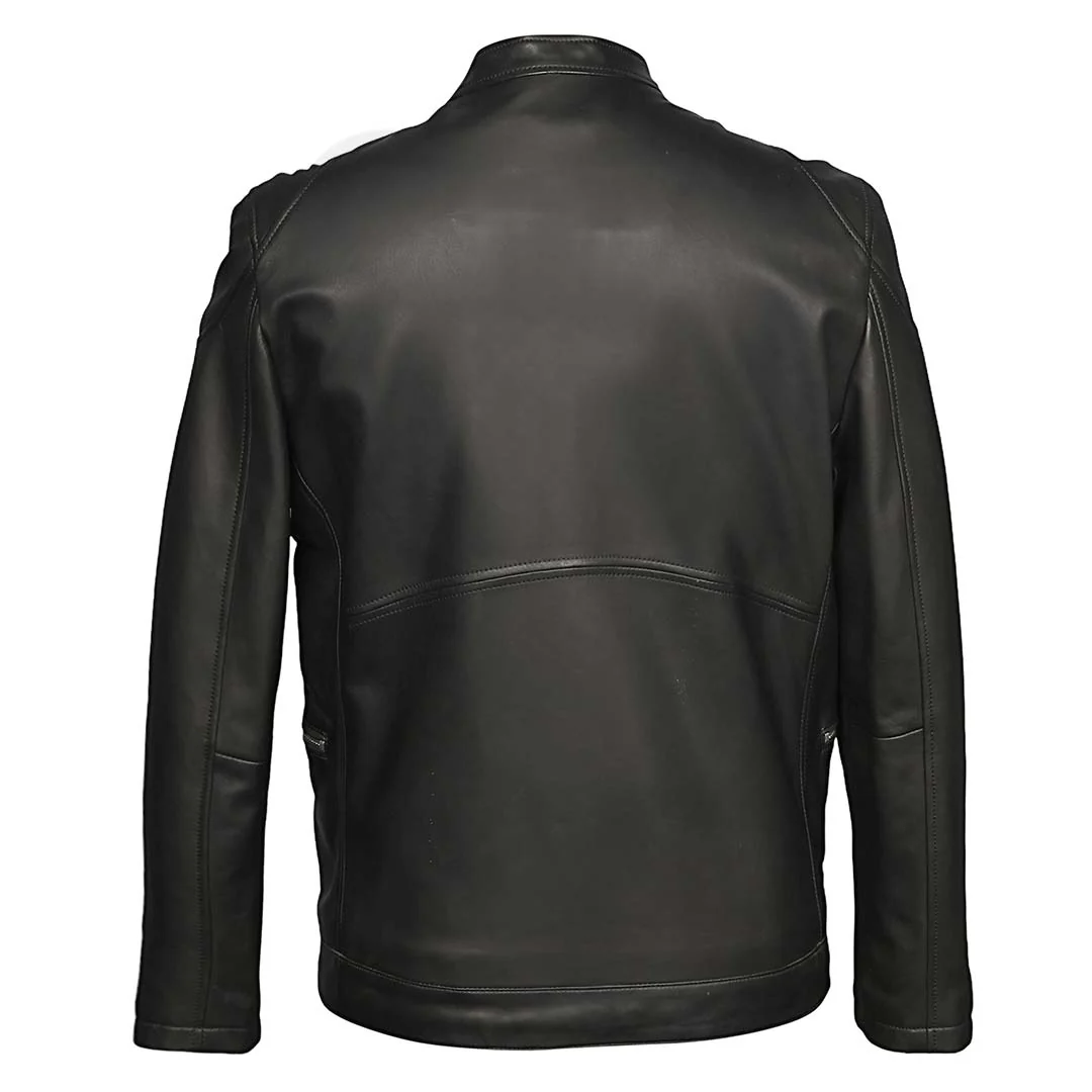 Saint Ethan Men Black Leather Cafe Racer Jackets - Image 5