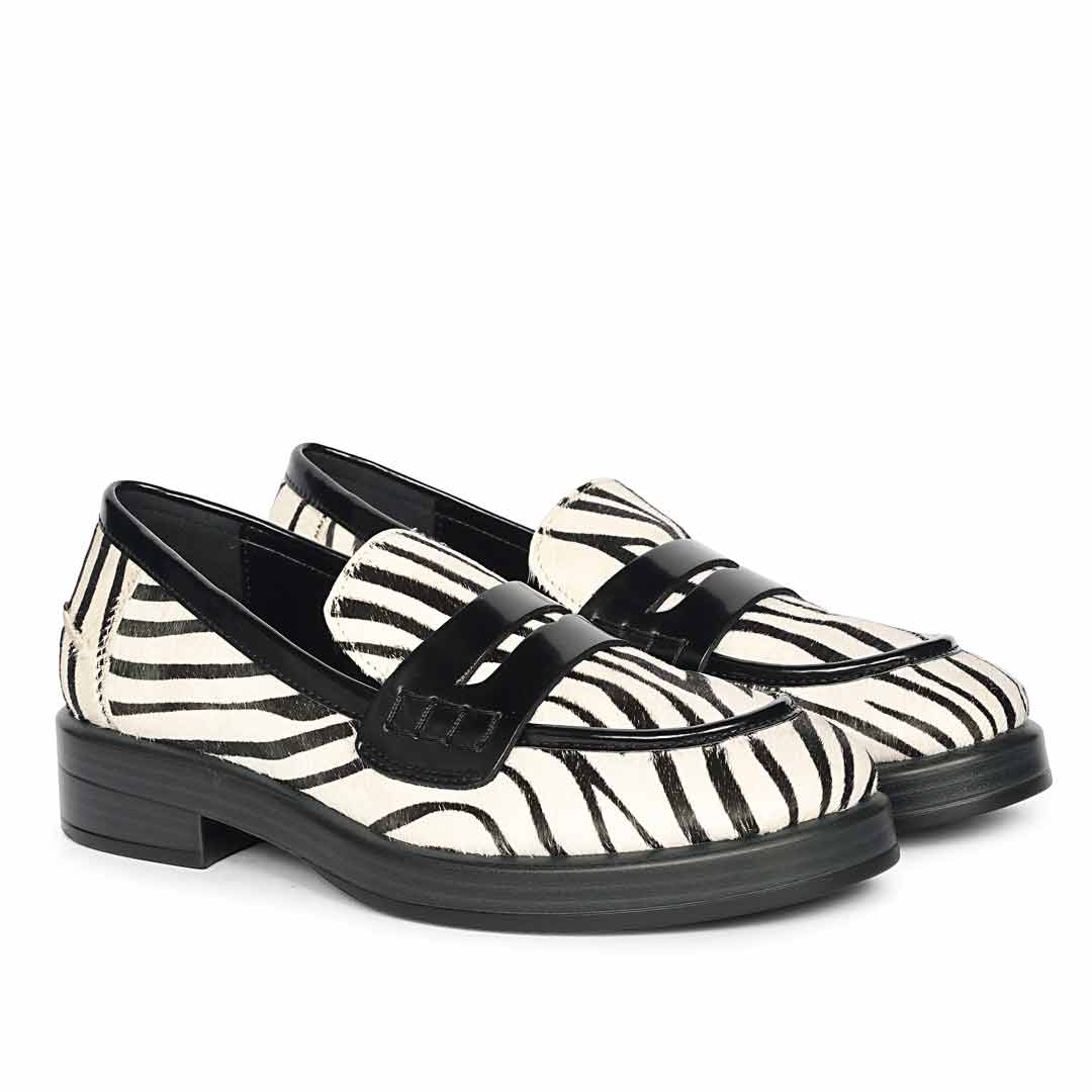 Saint Eve Zebra Pony Print Leather Moccasins - Image 2
