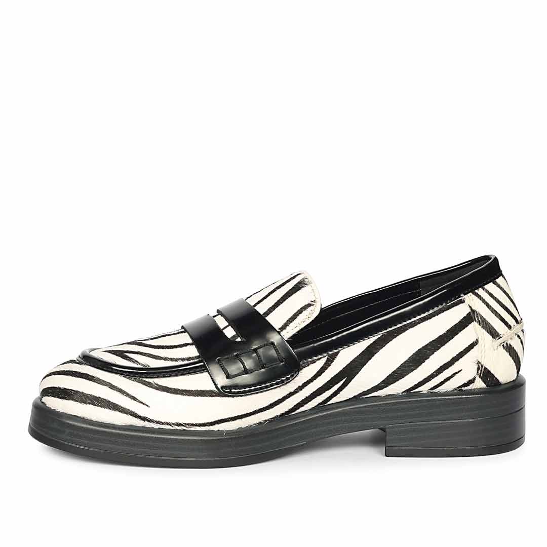 Saint Eve Zebra Pony Print Leather Moccasins - Image 3