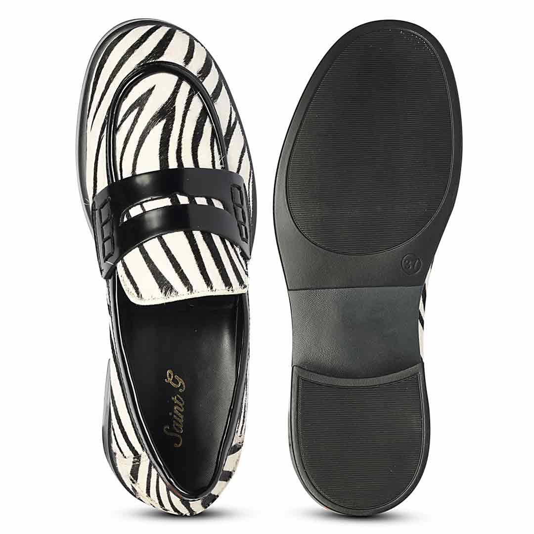 Saint Eve Zebra Pony Print Leather Moccasins - Image 7