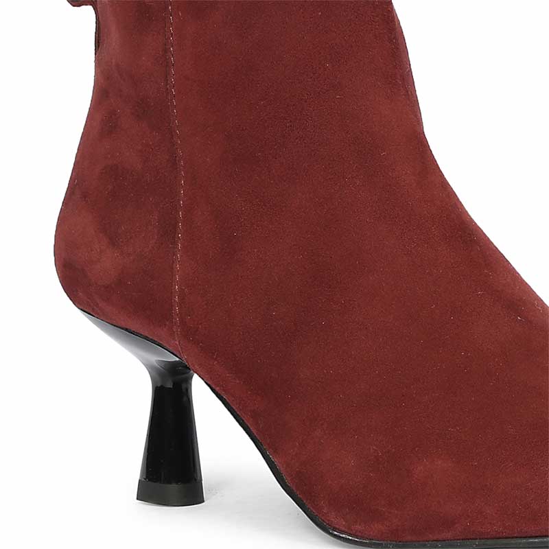 Saint Everly Crystal Buckle Bordo Leather Ankle Boots - Image 7