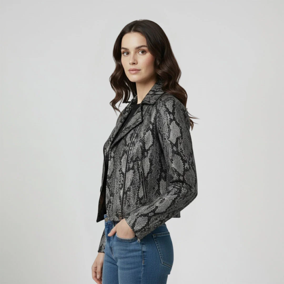 Saint Evie Grey Leather Women Jackets - Image 2