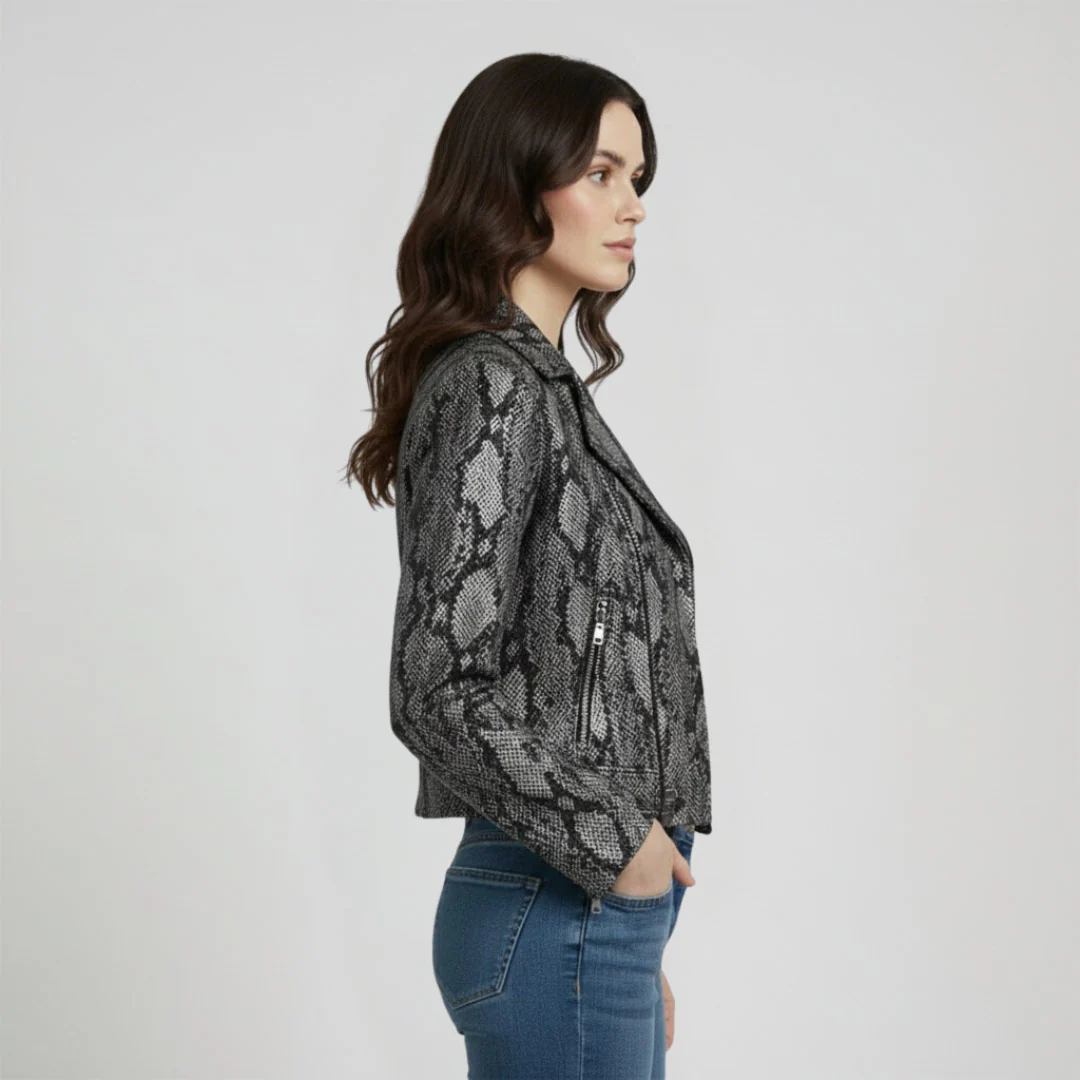 Saint Evie Grey Leather Women Jackets - Image 3