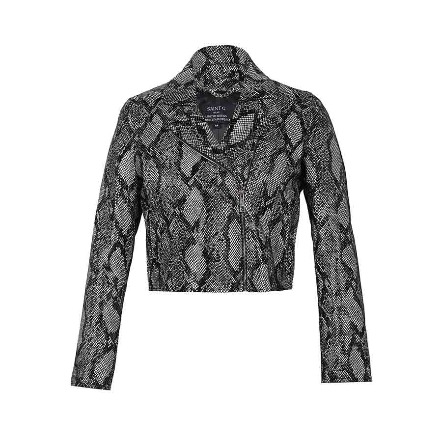 Saint Evie Grey Leather Women Jackets - Image 5