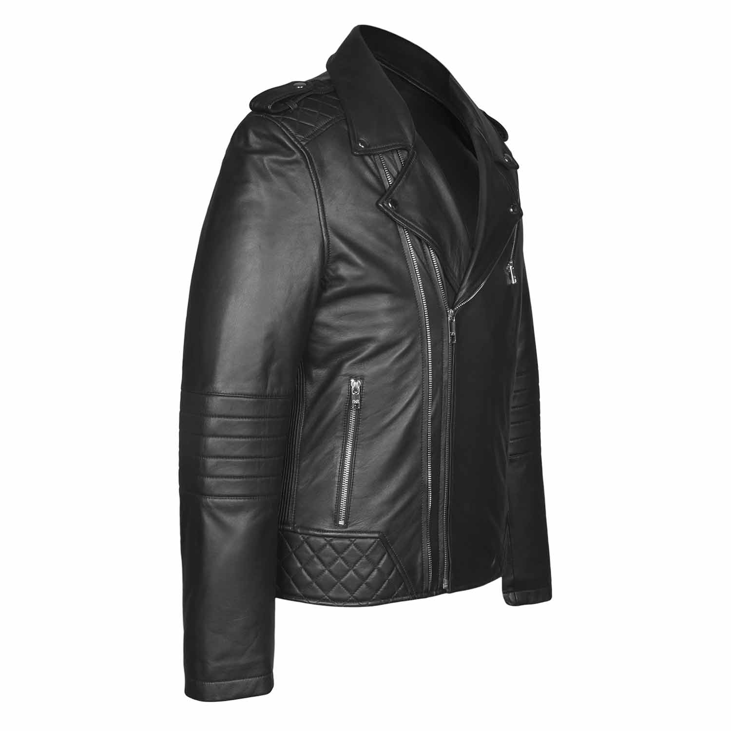 Saint Fabio Men Black Leather Biker Style Jackets - Image 3