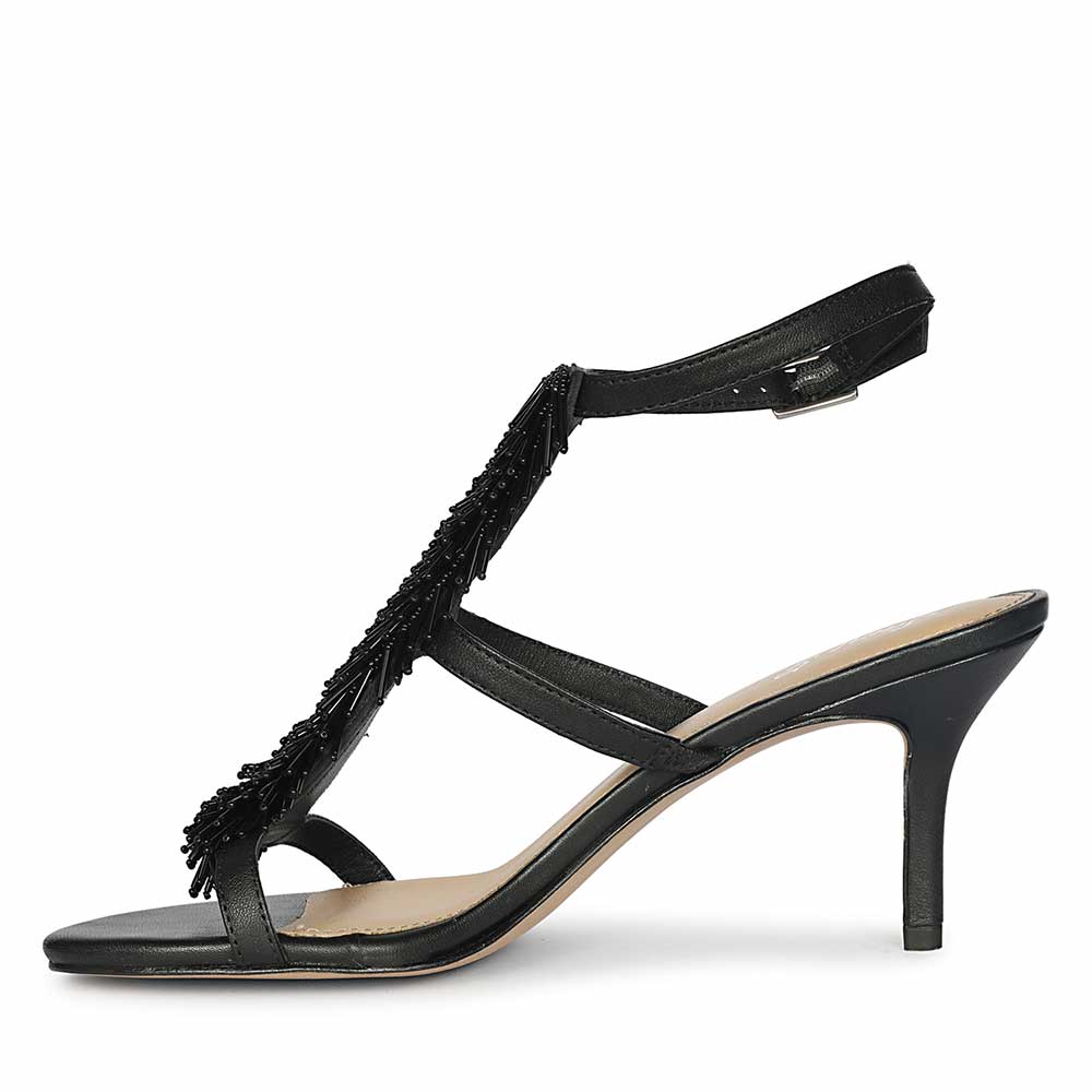 Saint Faye Black Leather Fringe Stilettos - Image 4