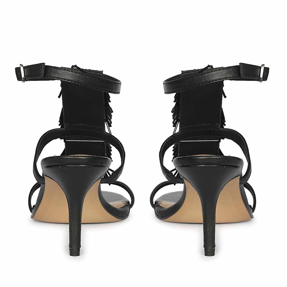 Saint Faye Black Leather Fringe Stilettos - Image 7