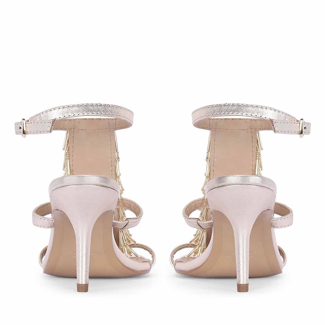 Saint Faye Gold Leather Fringe Stilettos - Image 6