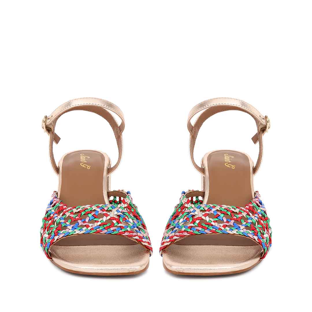 Saint Felicia Multi Woven Metallic Leather Block Heels - Image 5