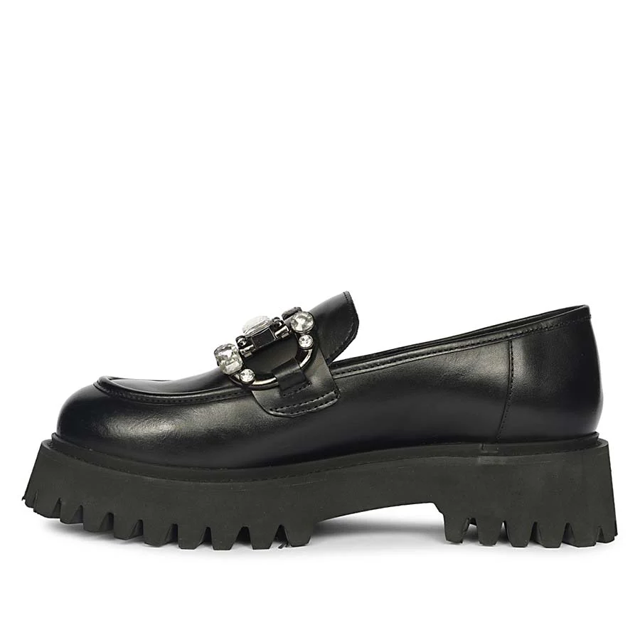 Saint Feri Crystal Saddle Black Leather Moccasins - Image 3