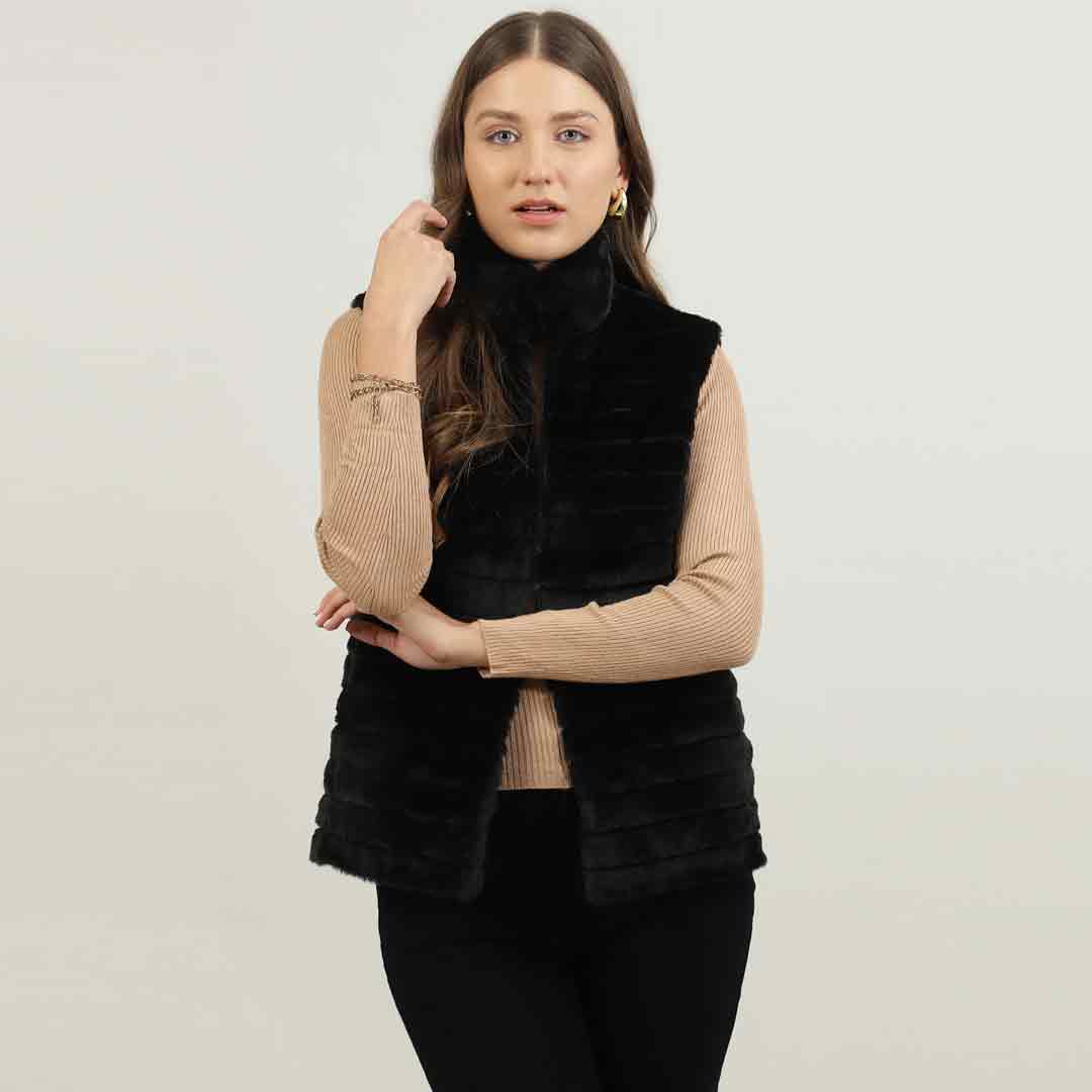 Saint Fernanda Black Fur Leather Women Jackets - Image 3
