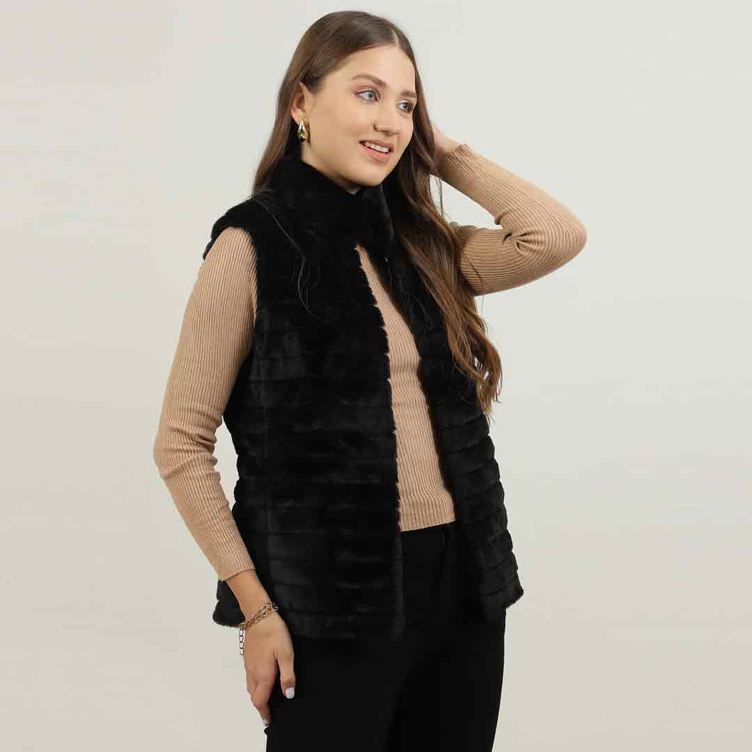 Saint Fernanda Black Fur Leather Women Jackets - Image 4