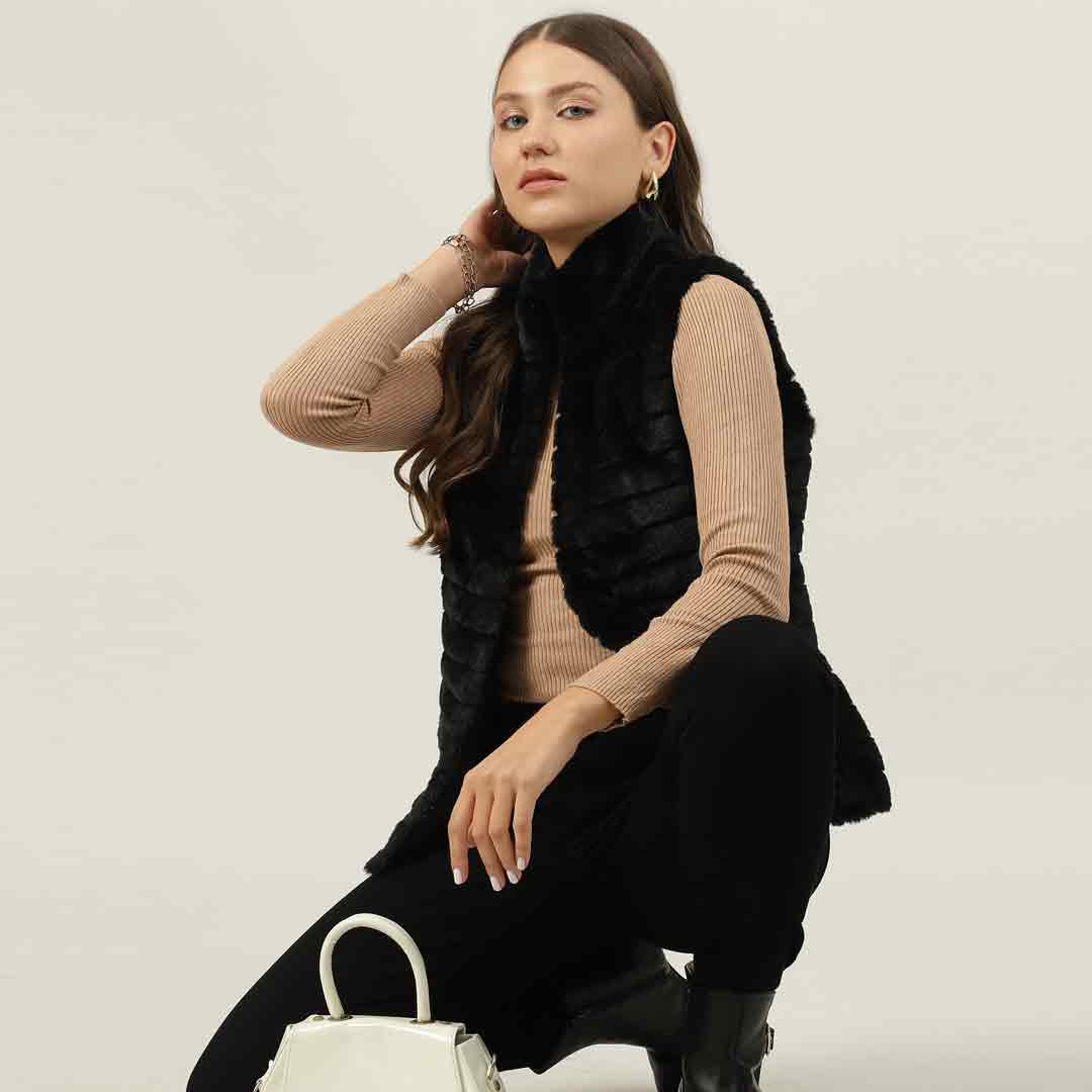 Saint Fernanda Black Fur Leather Women Jackets - Image 5