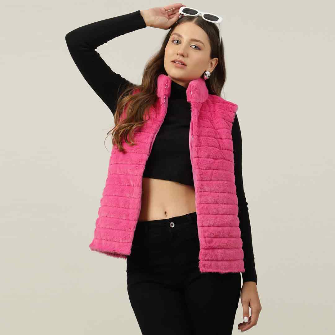 Saint Fernanda Pink Fur Women Jackets