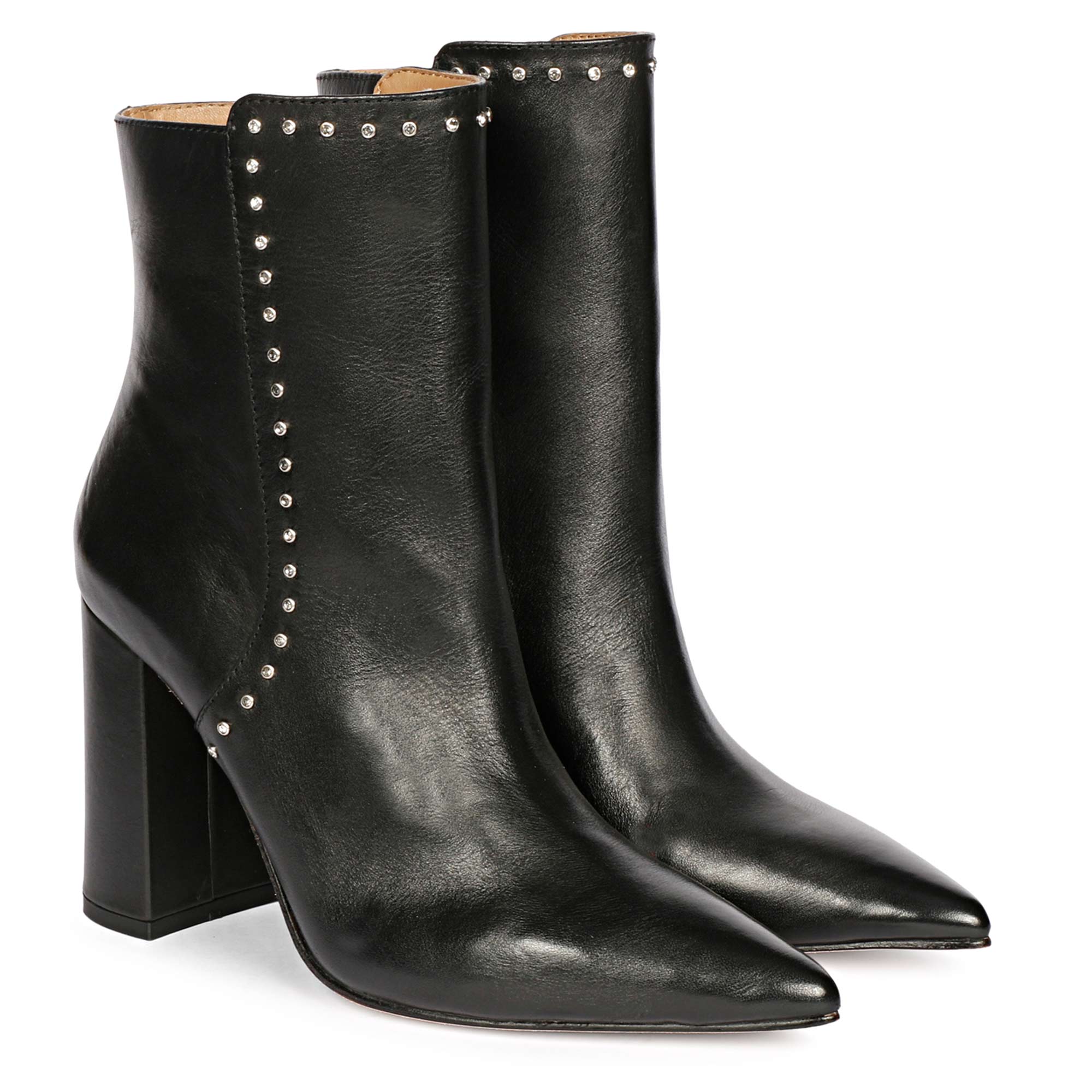 Saint Fia Black Leather Block Heel Boots - Image 3