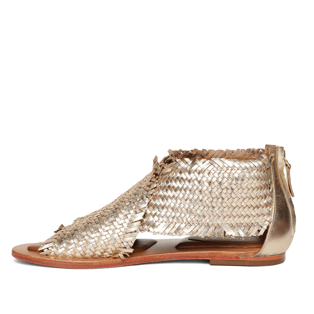 Saint Filomena Platin Woven Leather Sandals - Image 2