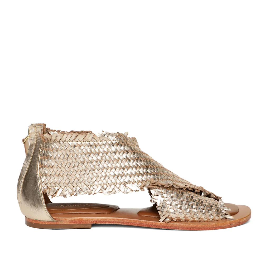 Saint Filomena Platin Woven Leather Sandals - Image 4