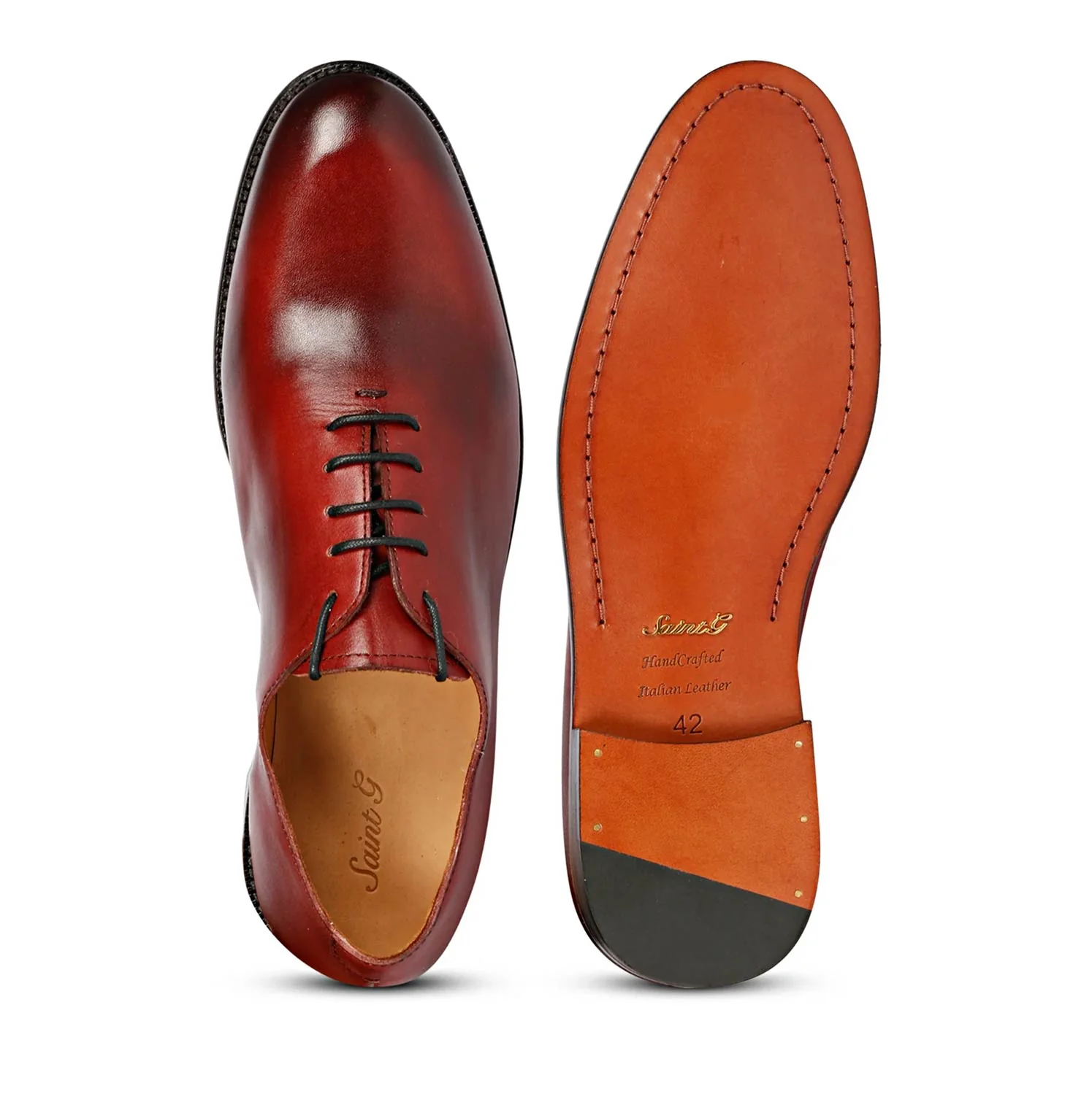 Saint Finn Red Leather Oxford Shoes - Image 7