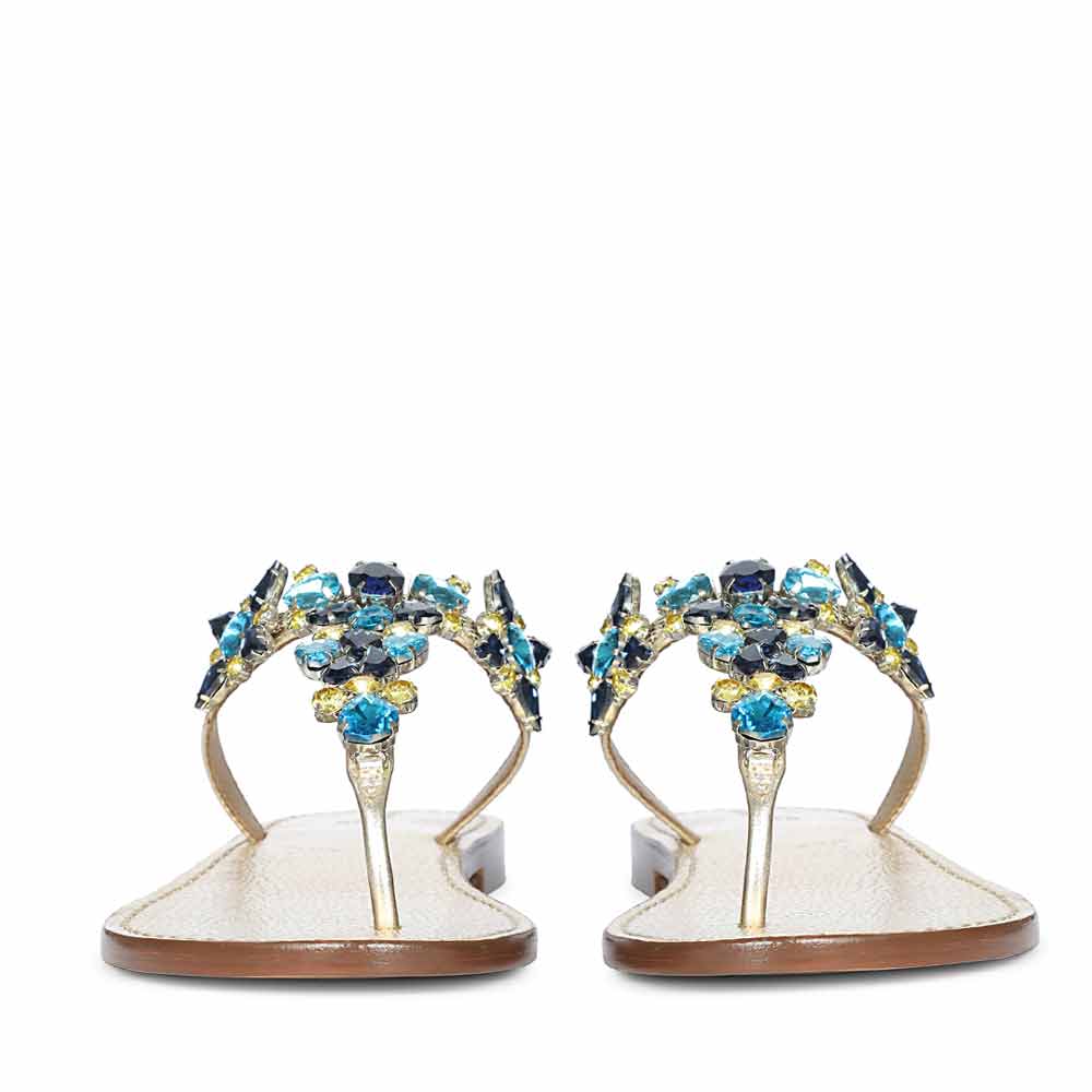 Saint Fleur Multi Stone Gold Metallic Leather Flats - Image 2