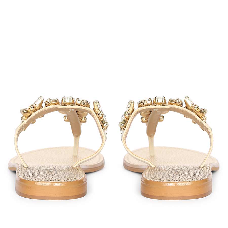 Saint Fleur Stone Embellished Off White Leather Flats - Image 5