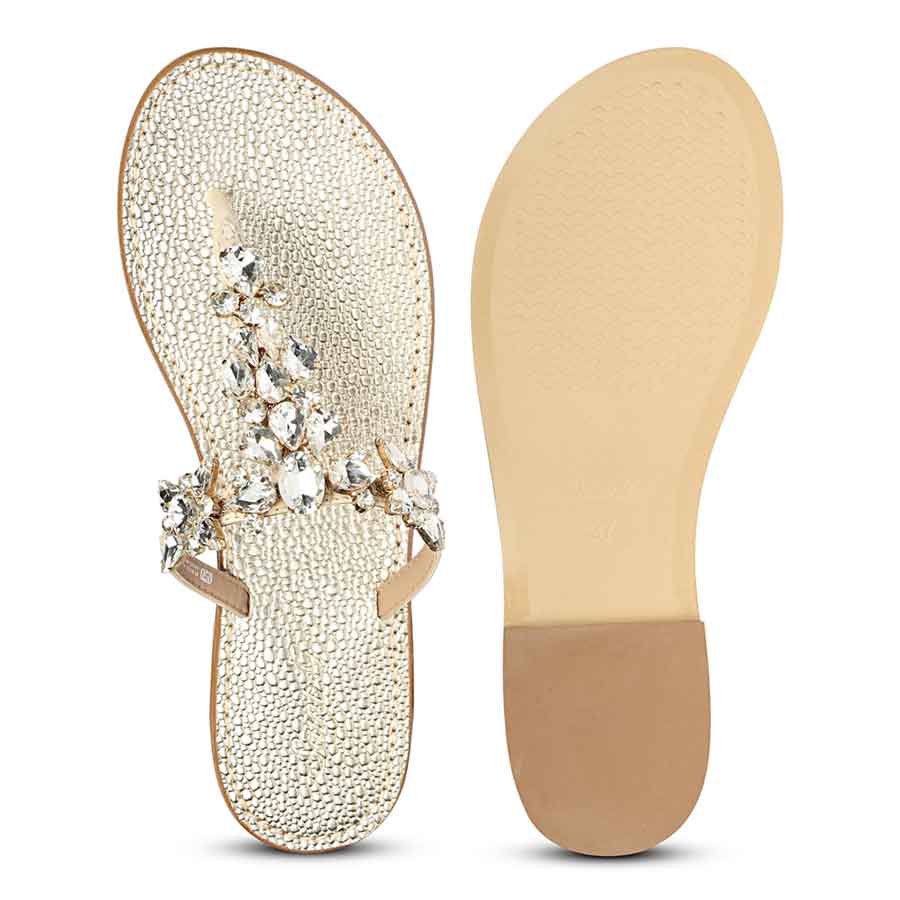 Saint Fleur Stone Embellished Off White Leather Flats - Image 6