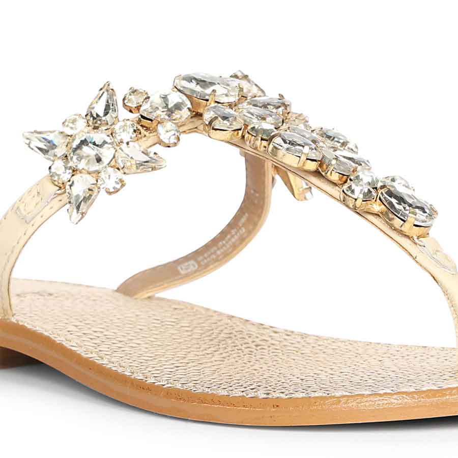 Saint Fleur Stone Embellished Off White Leather Flats - Image 7