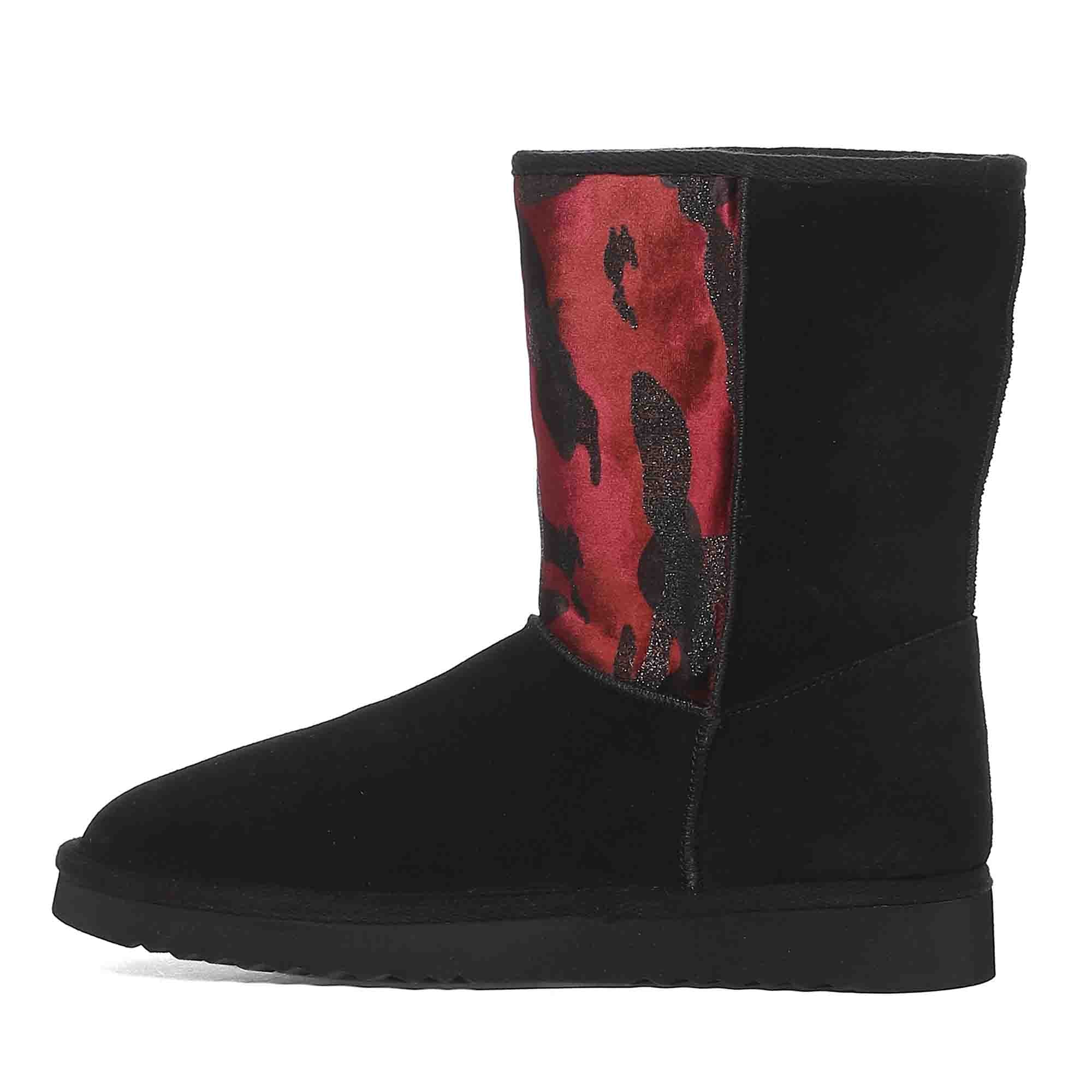 Saint Flora Burgundy Camo Fabric Snug Boots - Image 3