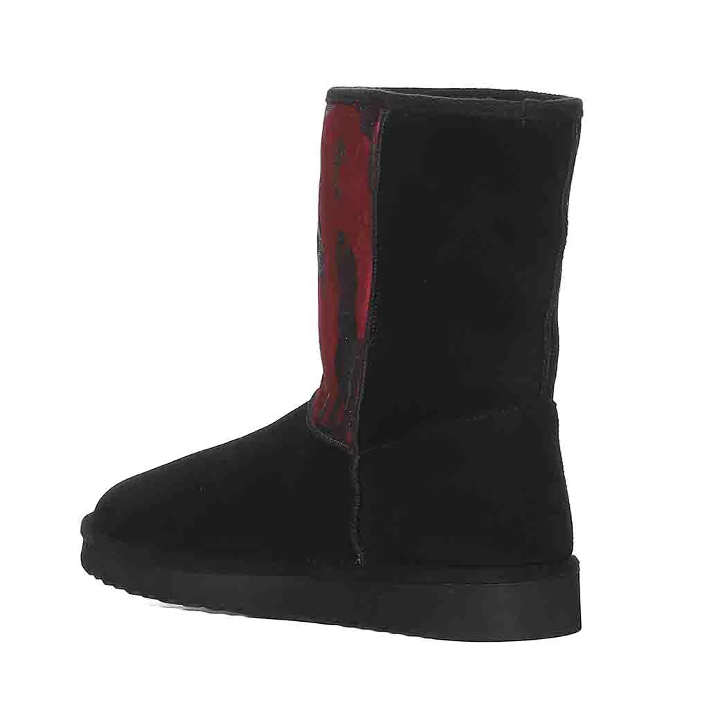 Saint Flora Burgundy Camo Fabric Snug Boots - Image 9