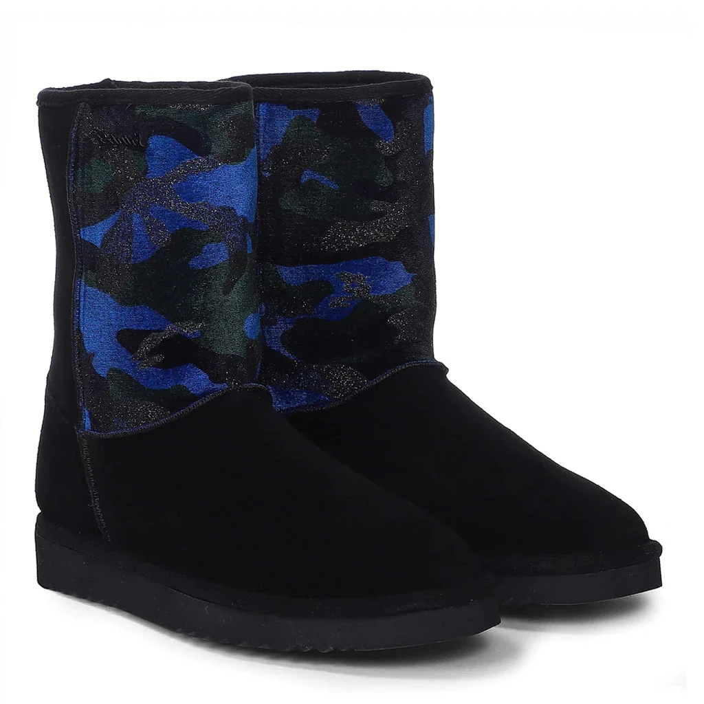 Saint Flora Navy Camo Fabric Snug Boots - Image 3