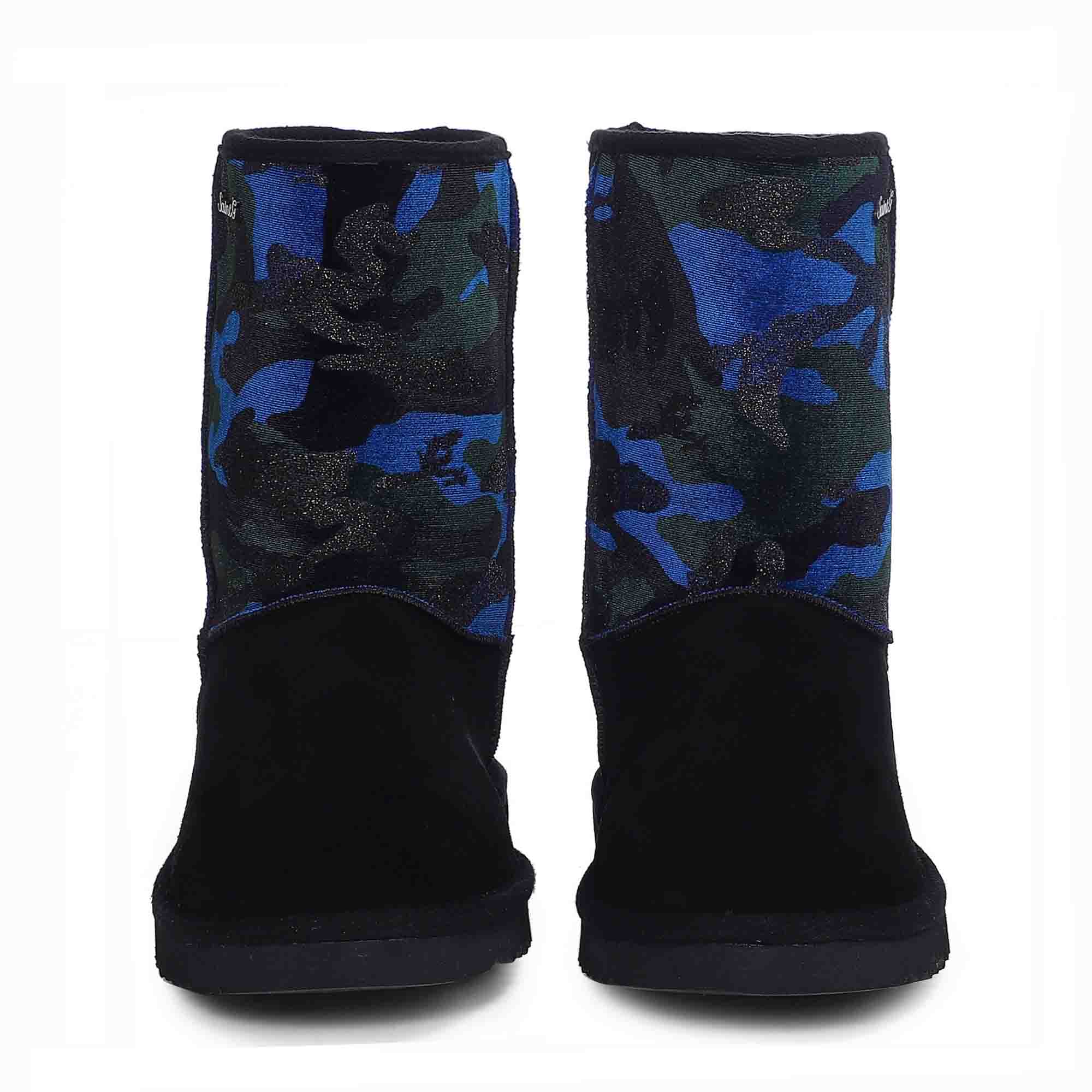 Saint Flora Navy Camo Fabric Snug Boots - Image 4