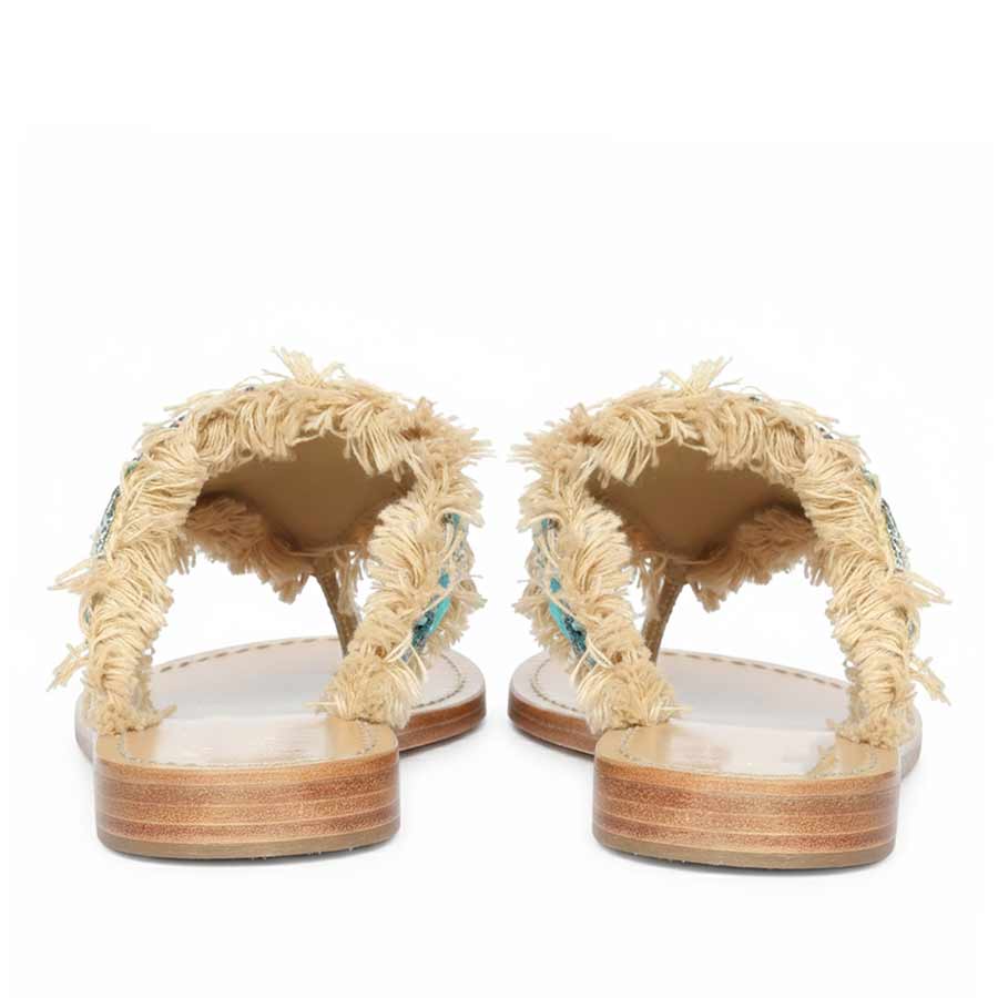 Saint Flora Turquoise Hand-Embroidered Leather Flats - Image 5