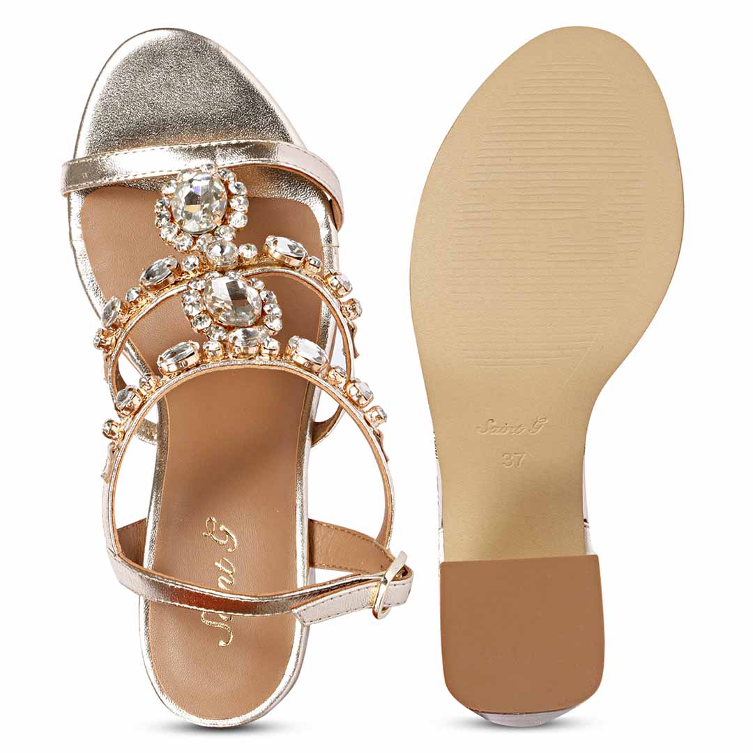 Saint Enriqueta Stone Adorned Platin Leather Block Heels - Image 7