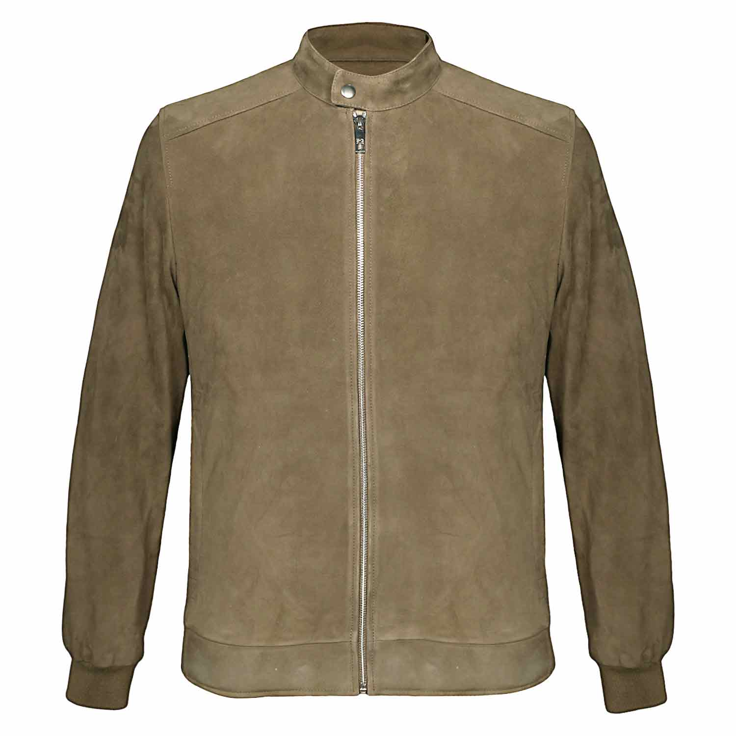Saint Freya Olive Suede Leather Men's Bomber Style Jackets - Image 2