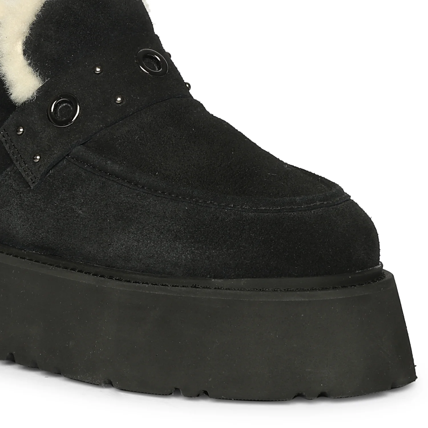 Saint Frionne Black Suede Leather Fur Lined Platform Boots - Image 6
