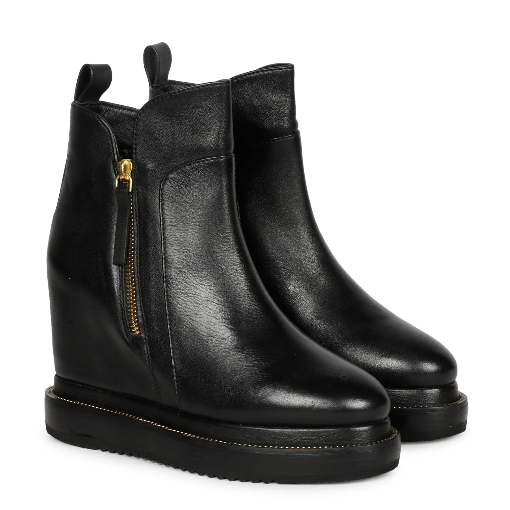 Saint Galena Black Leather Inner Wedge Heel Ankle Boots - Image 3