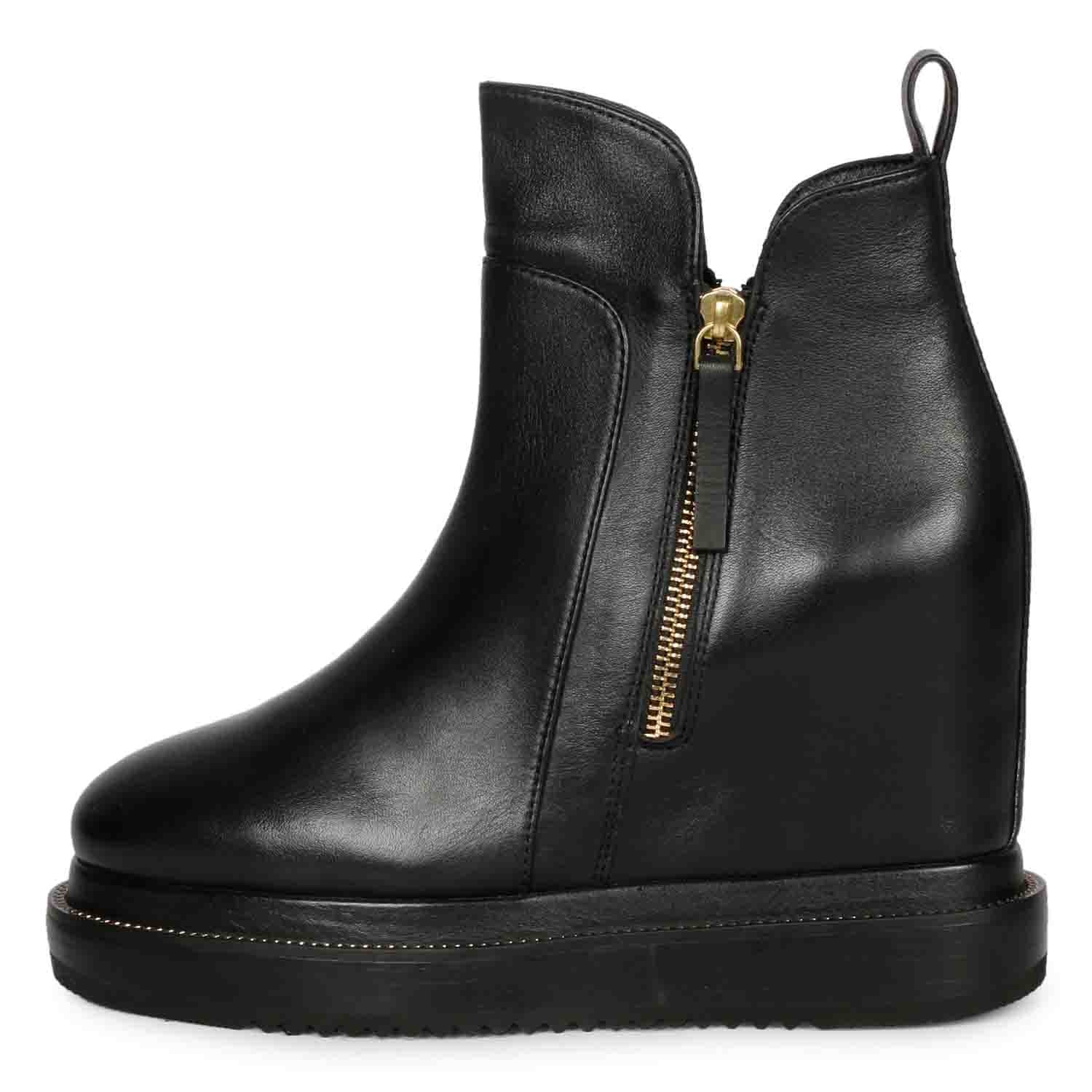 Saint Galena Black Leather Inner Wedge Heel Ankle Boots - Image 4