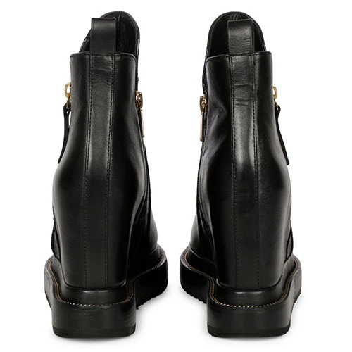 Saint Galena Black Leather Inner Wedge Heel Ankle Boots - Image 5