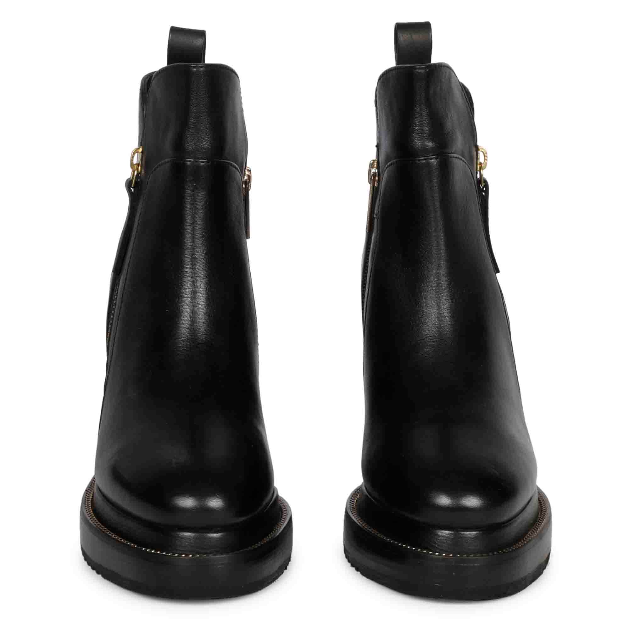 Saint Galena Black Leather Inner Wedge Heel Ankle Boots - Image 6