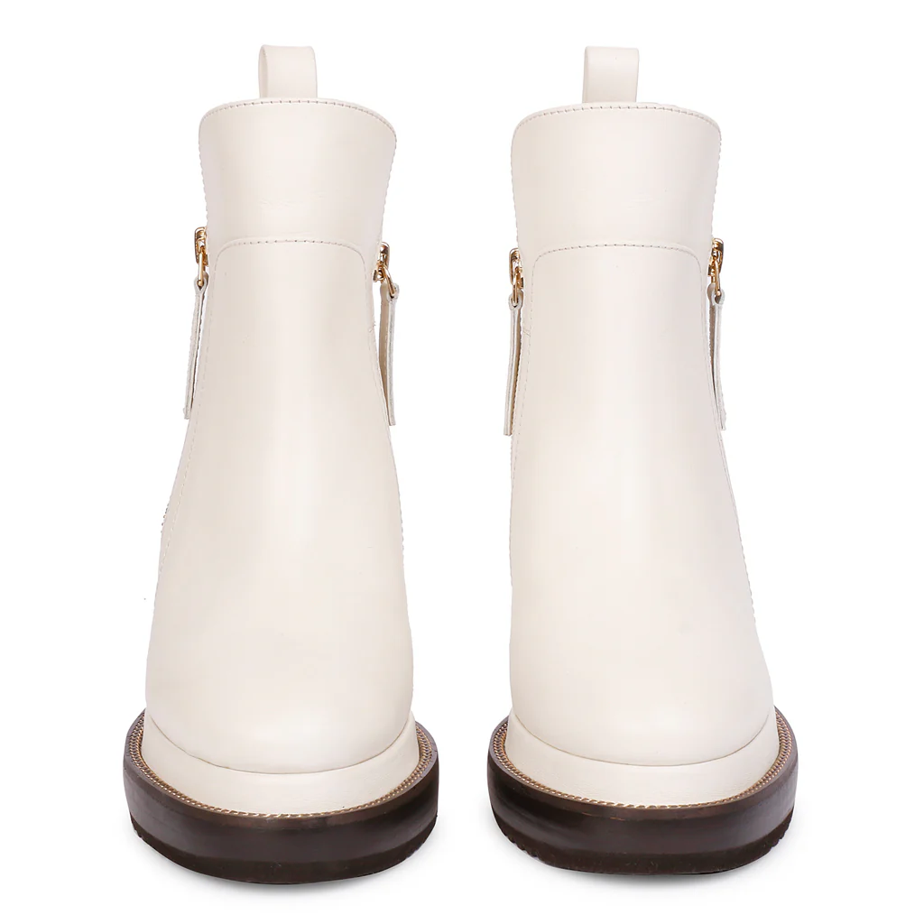 Saint Galena Off-White Leather Inside Wedge Heel Ankle Boots - Image 5