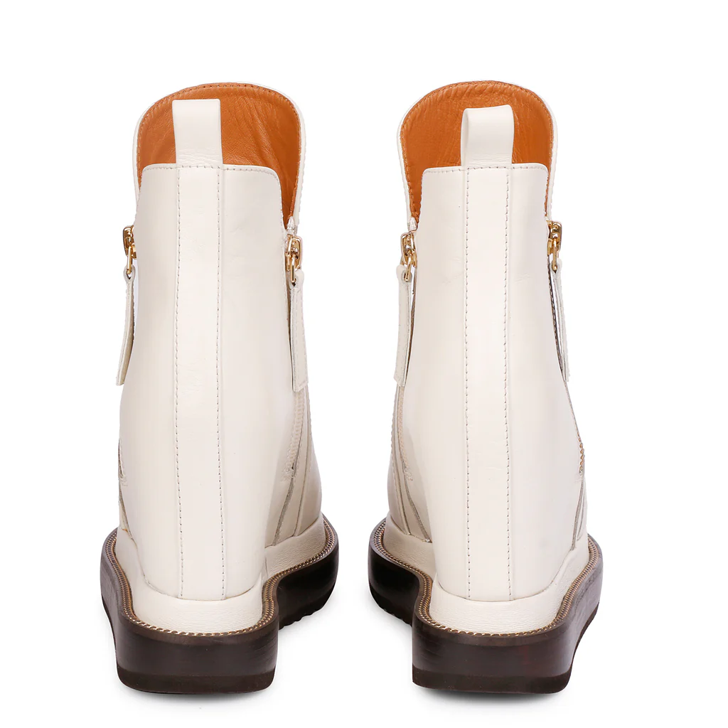 Saint Galena Off-White Leather Inside Wedge Heel Ankle Boots - Image 6