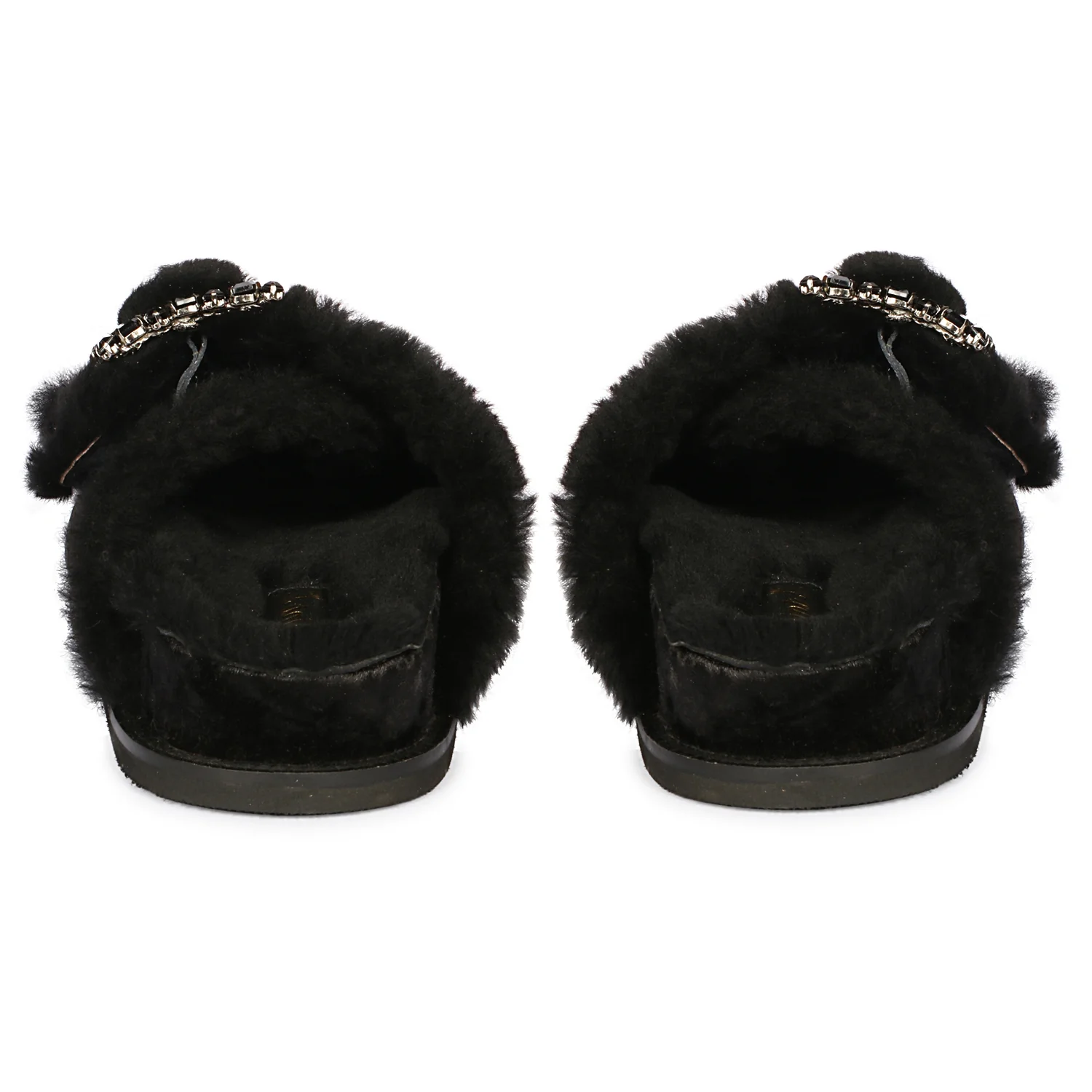 Saint Gemma Diamante Buckles Black Fur Sandals - Image 5