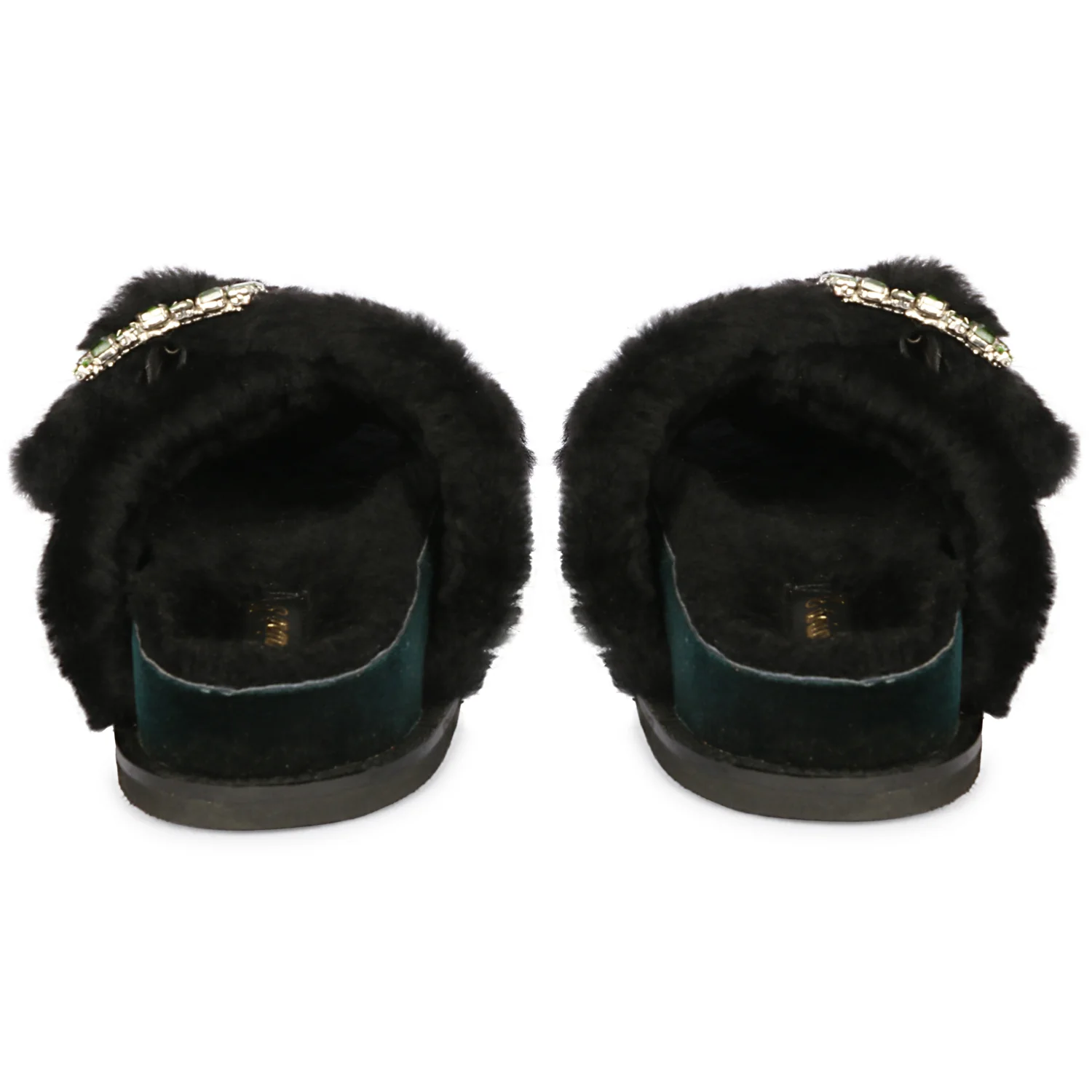 Saint Gemma Diamante Buckles Green Fur Sandals - Image 6