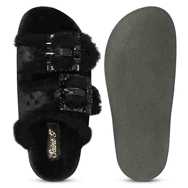 Saint Gemma Diamante Buckles Green Fur Sandals - Image 7