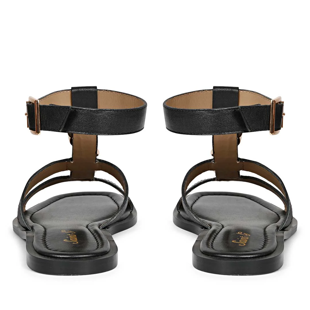 Saint Genesis Golden Chain Decor Black Leather Sandals - Image 5